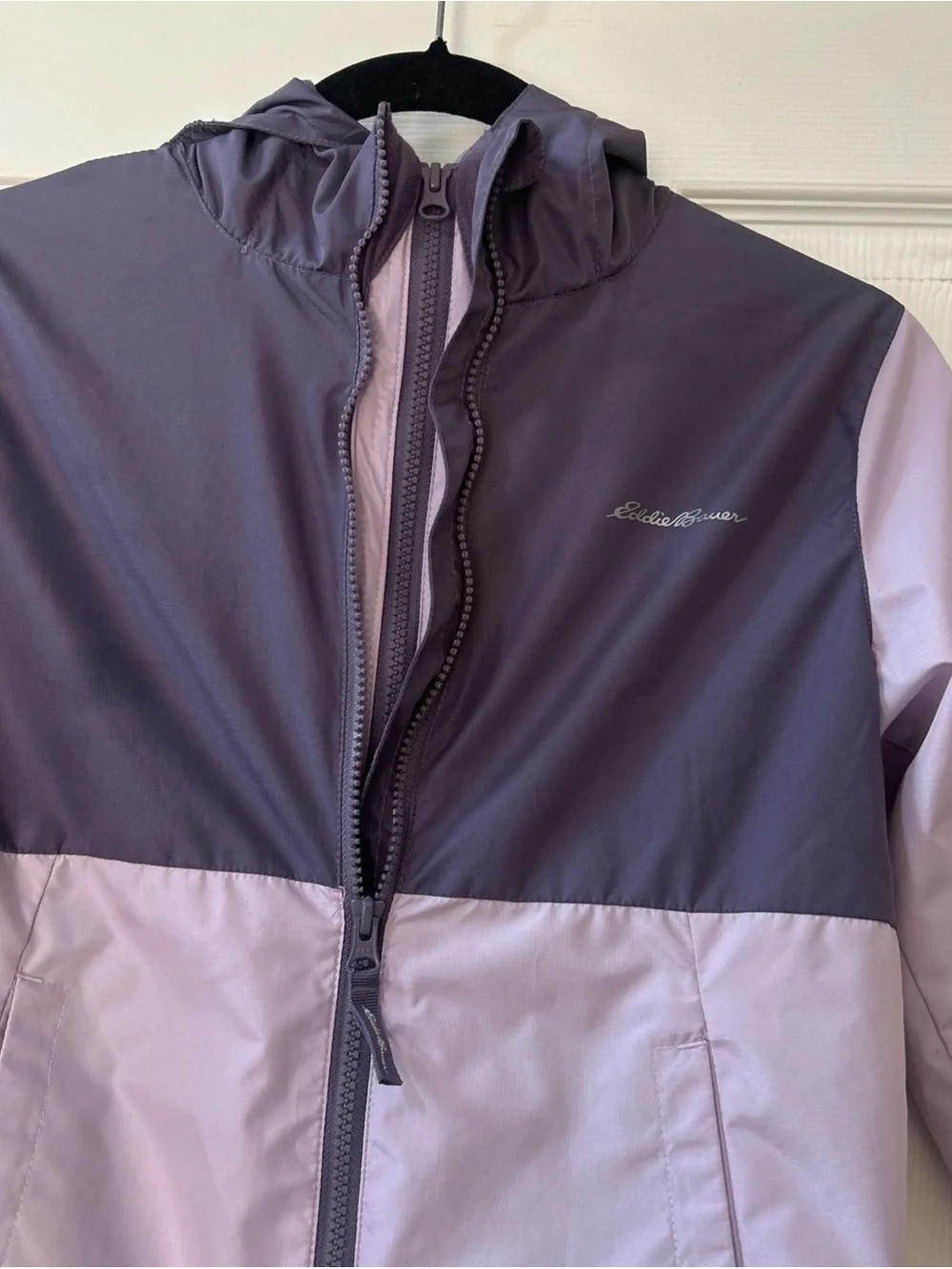 Eddie Bauer Jacket Girl Purple lilac Zip Windbreaker spring Coat Kid Youth S 7/8